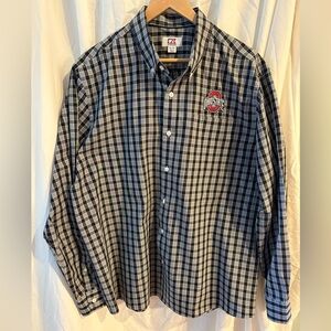 Cutter and Buck Ohio State Long Sleeve Grant Plaid Button Down Size XL